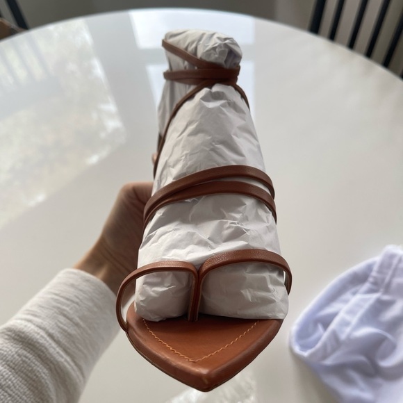 Schutz Leaf Nappa Leather Heel Sandal - 8 - Picture 8 of 8